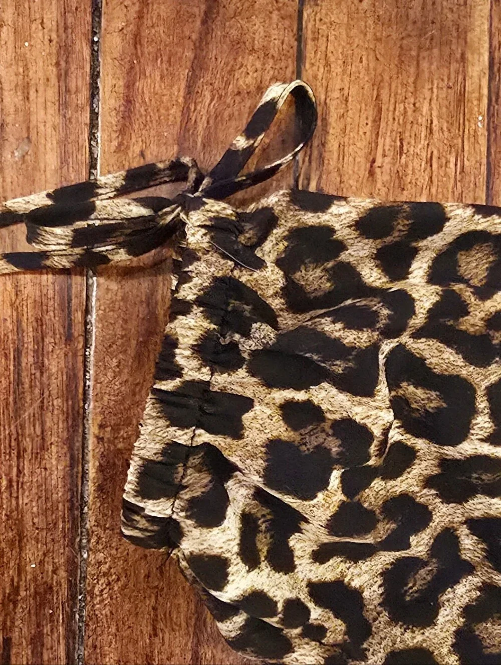 Michael Kors Leopard Print Off-Shoulder Women's Peasant Top - Brown